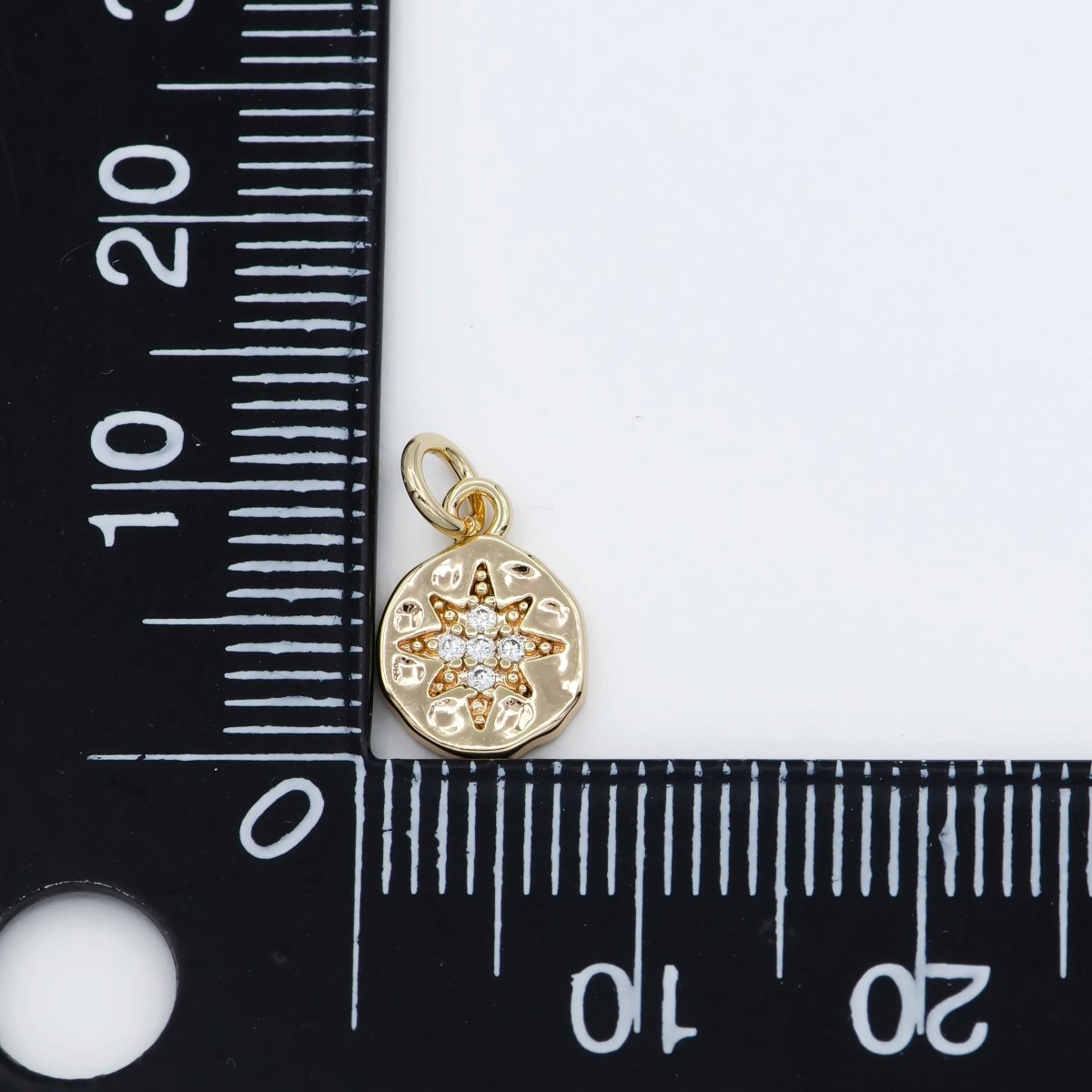 Dainty Gold Filled Star Crystal Coin Charm E-818