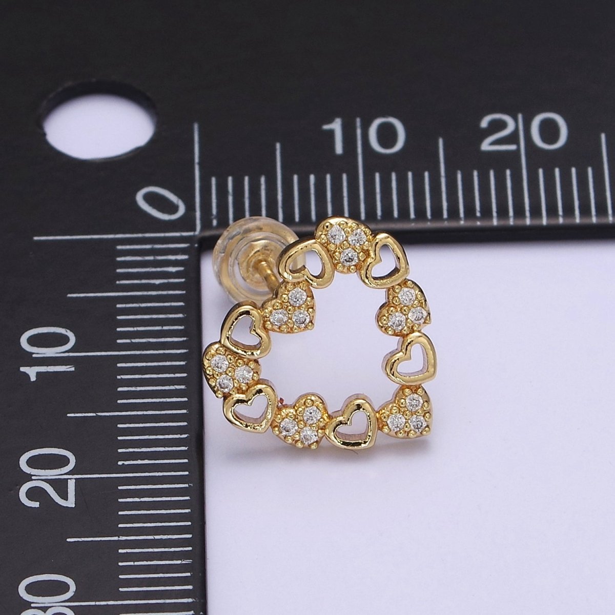 Dainty Gold Heart Stud Earrings Minimalist Delicate Earring 18K Gold Filled Stud Earring V-120