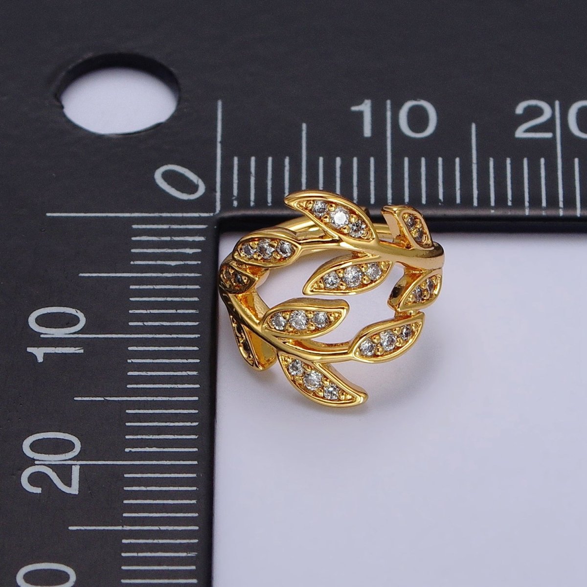 Dainty Gold Laurel Leaves Hoop Earrings CZ Olive Leaf Huggie Earrings Modern Earrings | AB126