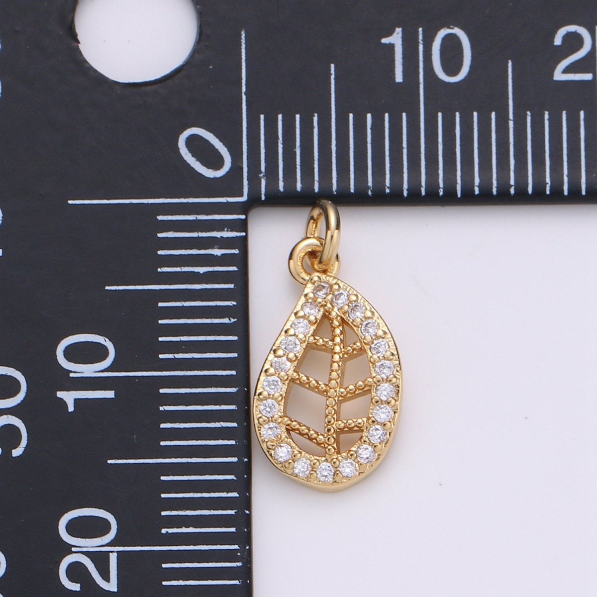 Dainty Gold Leaf Charms Pendant, Cubic Leaf Charm DIY Earring Necklace Jewelry Accessory DIY Craft Micro Pave Charm D-709