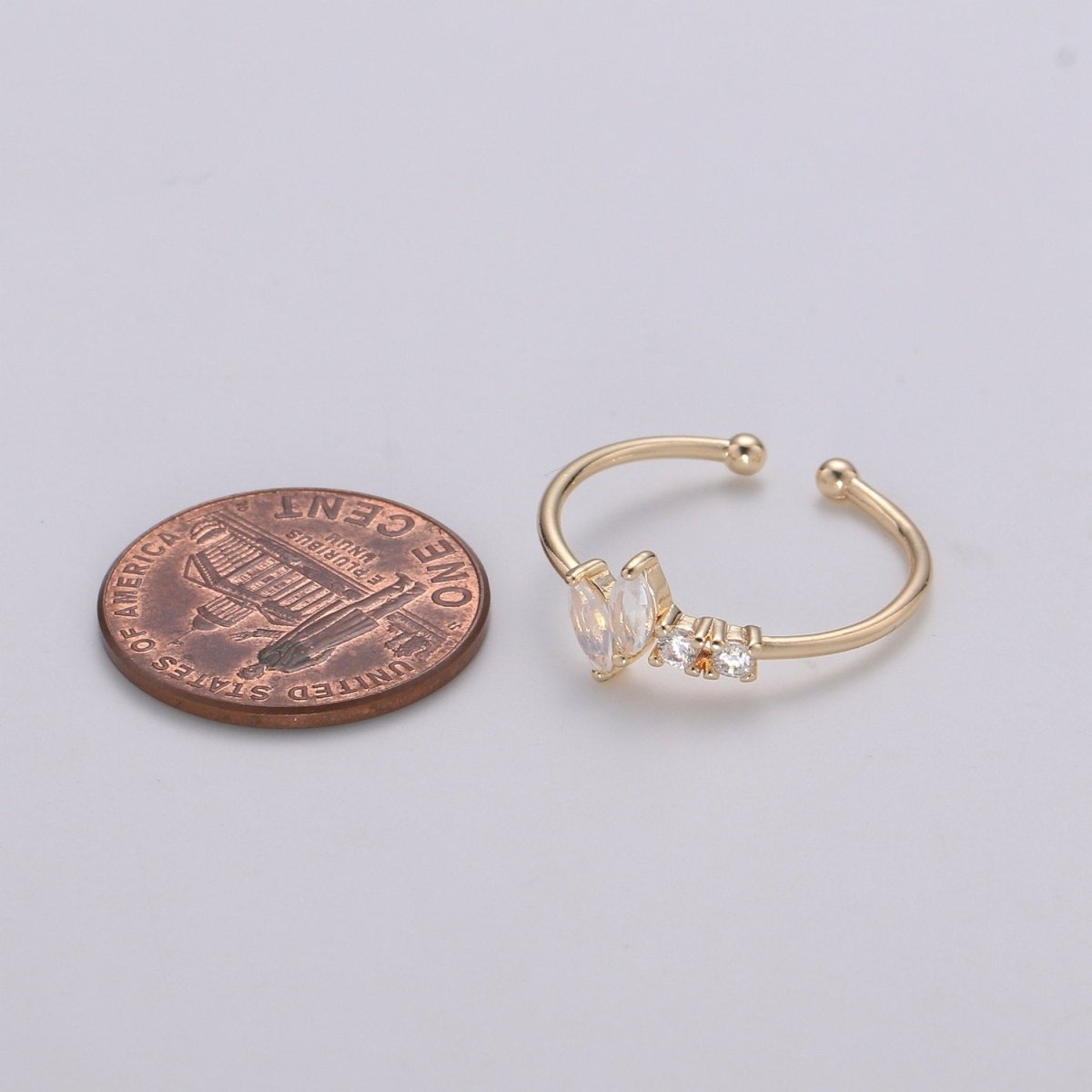 Dainty Gold Marquise Ring Marquise Fan Ring Gold Open Ring Minimalist Ring Open Ring for Christmas gift R-114