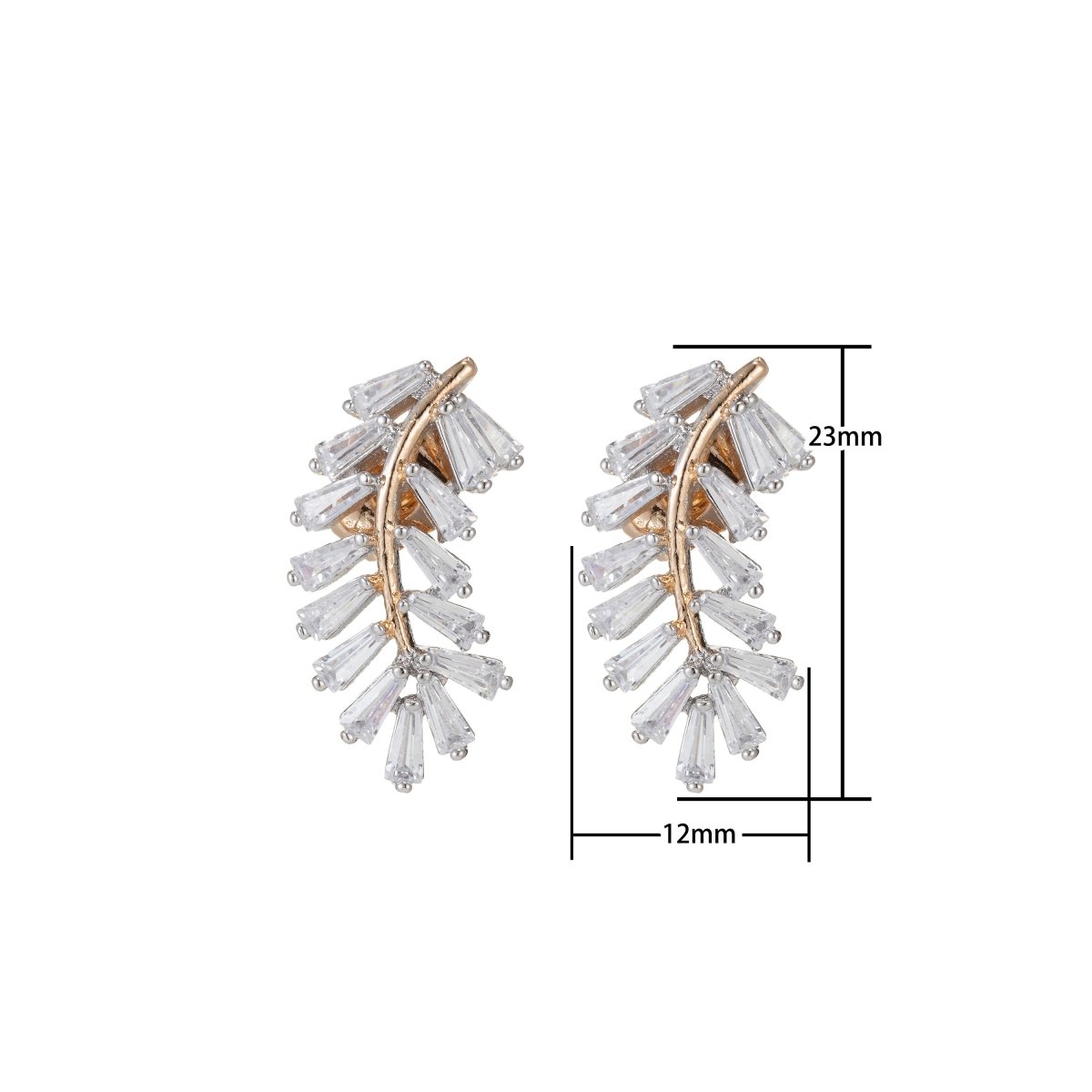 Dainty Gold Olive Leaf Earring Stud Earrings, Ear Climber, Delicate Earrings, Minimalist, Edgy Earrings CZ Cubic Simple earring Gift for Her Q-071
