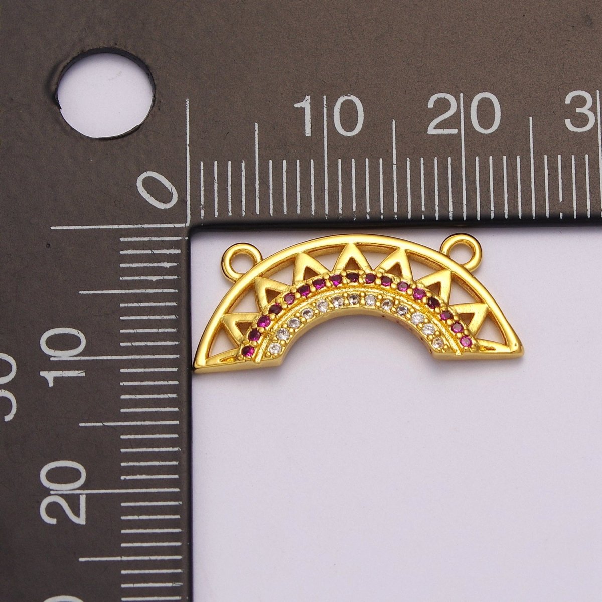 Dainty Gold Rainbow Charm Connector for Necklace Component F-933