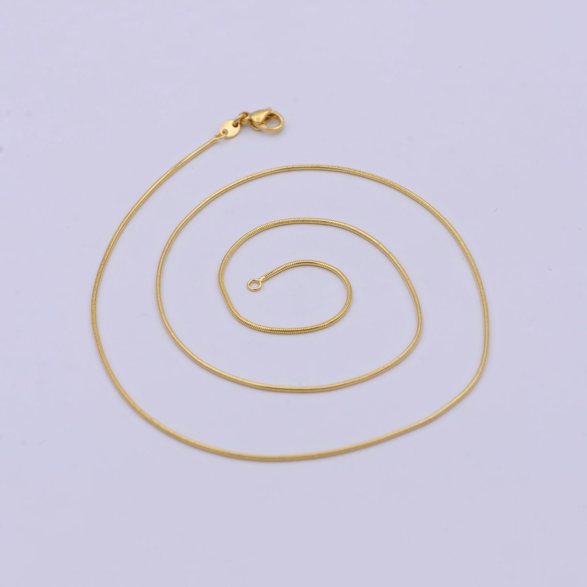 Dainty Gold Snake Chain 0.9 MM Round 19.7" Wholesale Necklace | WA-749 Clearance Pricing
