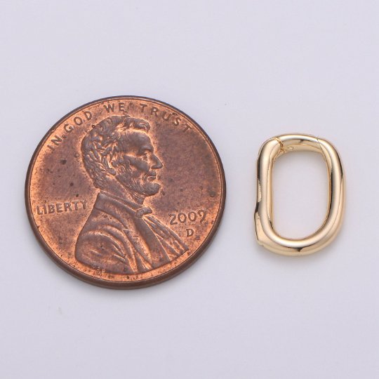 Dainty Gold Spring Gate Ring, Push Gate ring, 12x9mm Oval Ring Gold Filled Clasp for Charm Holder Connector K-435
