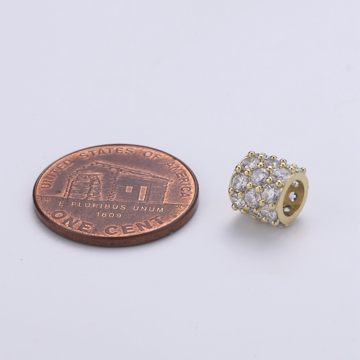 Dainty Golden Circle Roll Beads CZ Gold Filled Geometric Round Roll Jewelry Making Beads B-332