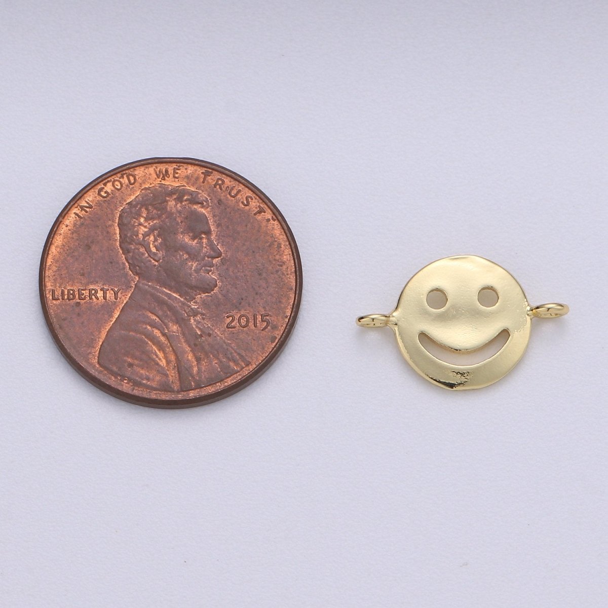 OS Dainty Happy Smile Connector , Tiny Gold Smiley face Bracelet Connector Emoji Bracelet Connector for Jewelry making Supply in 24k F-454