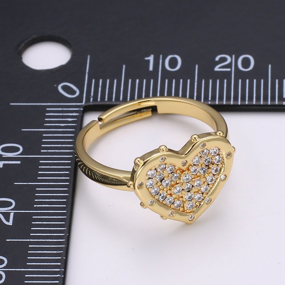 Dainty Heart Ring, Zirconia Heart Ring, Minimalist Heart ring, CZ Gold Heart Ring for Valentine Gift Adjustable Ring
