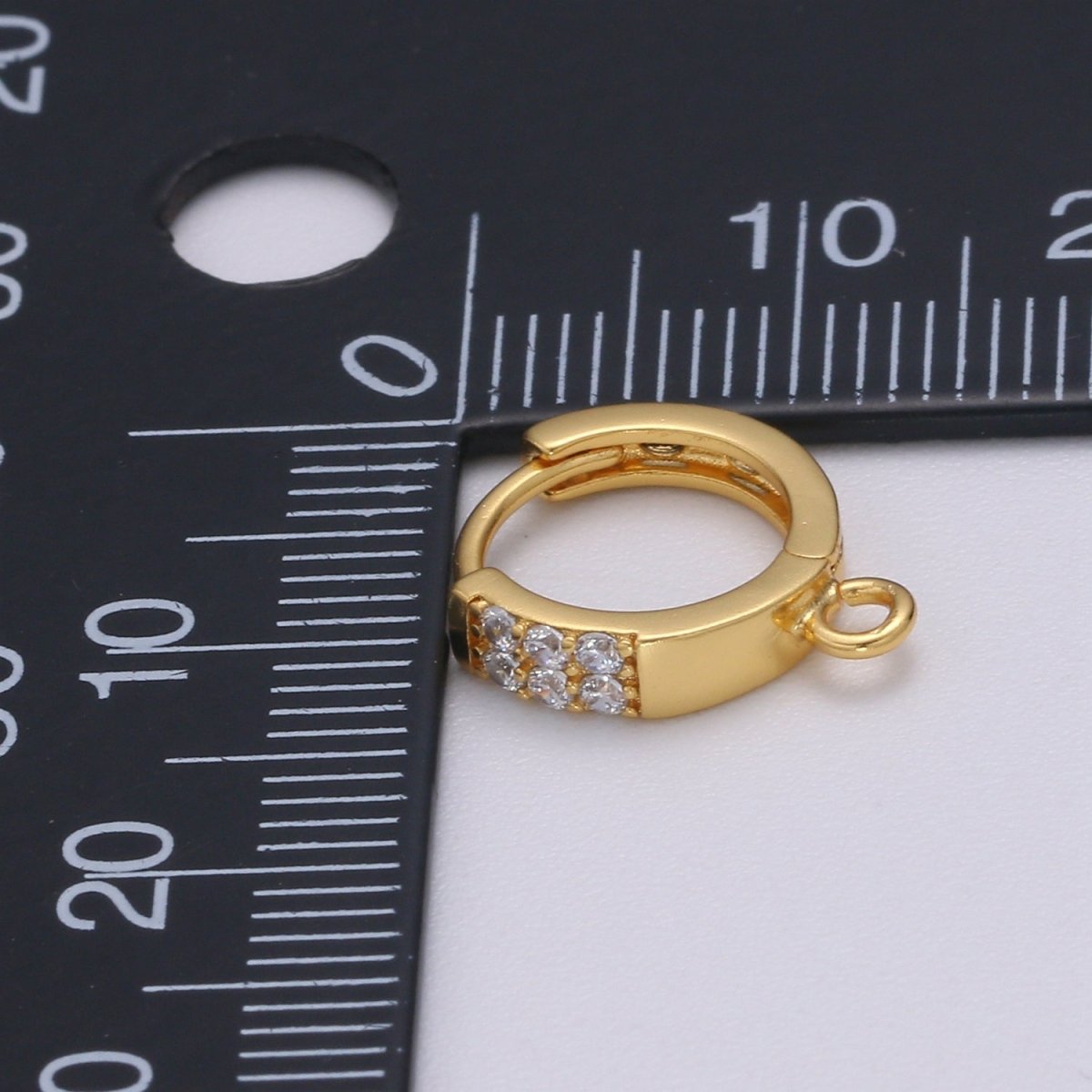 Dainty Huggie Earring 24K Gold Filled Cz Micro Pave Hoops with open link for Jewelry Making Supply L-231
