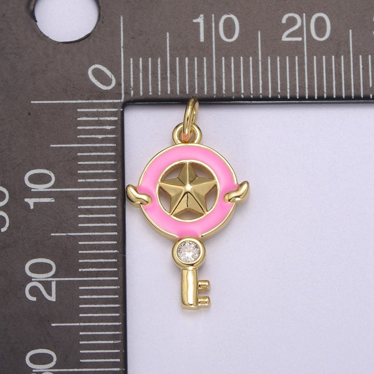Dainty Key Clear CZ Enamel Colorful Star Shape Pendant 14K Gold Filled Enamel Charm, Necklace Bracelet Component M-686 - M-689