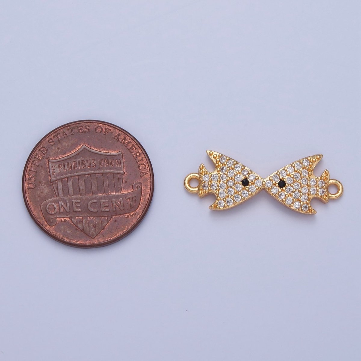 Dainty Kiss Fish CZ Gold Pave Charm Connector for Bracelet Necklace Supply F-321