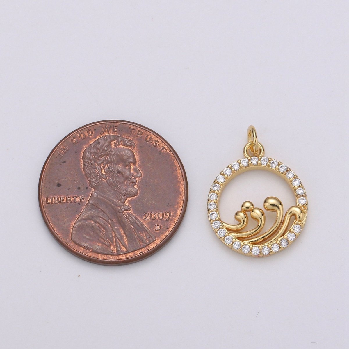 Dainty Micro Pave Water Elements Charm, Four Elements Charm, Water Element Charm, 14k Gold Filled Charm for bracelet necklace earring C-818