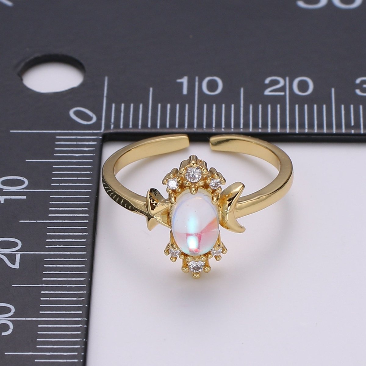 Dainty Monstone Ring Celestial Ring Minimalist Crystal Ring Statement Ring Adjustable Ring Stacking Ring Girlfriend Gift R-340