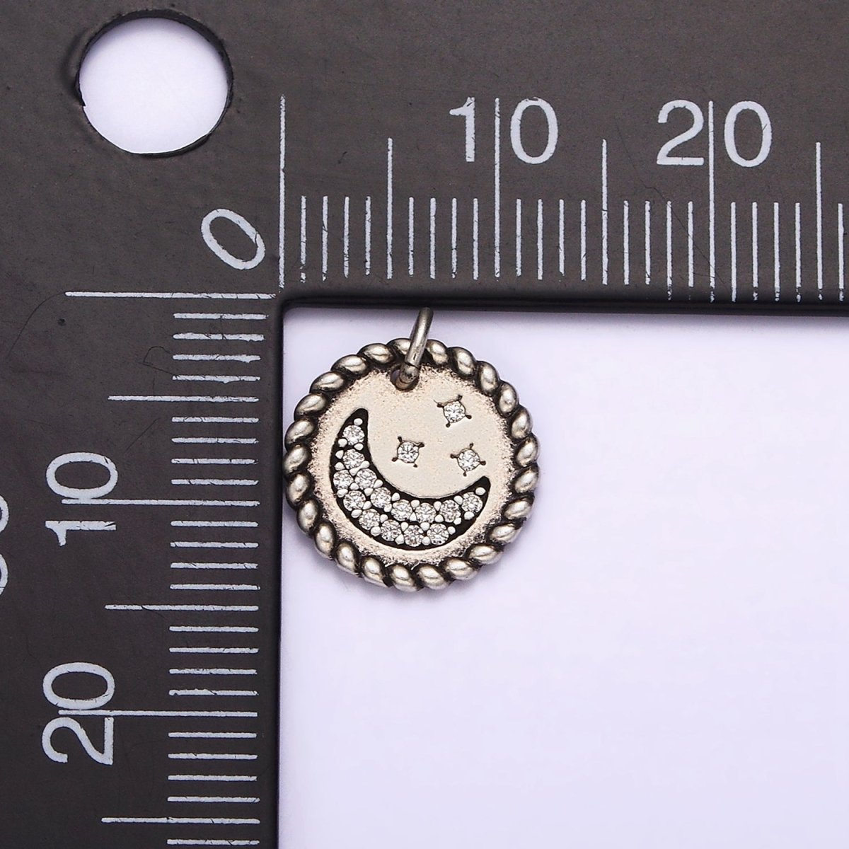 Dainty Moon Star Charm in 925 Sterling Silver Pendant Micro Pave Celestial Jewelry SL-321