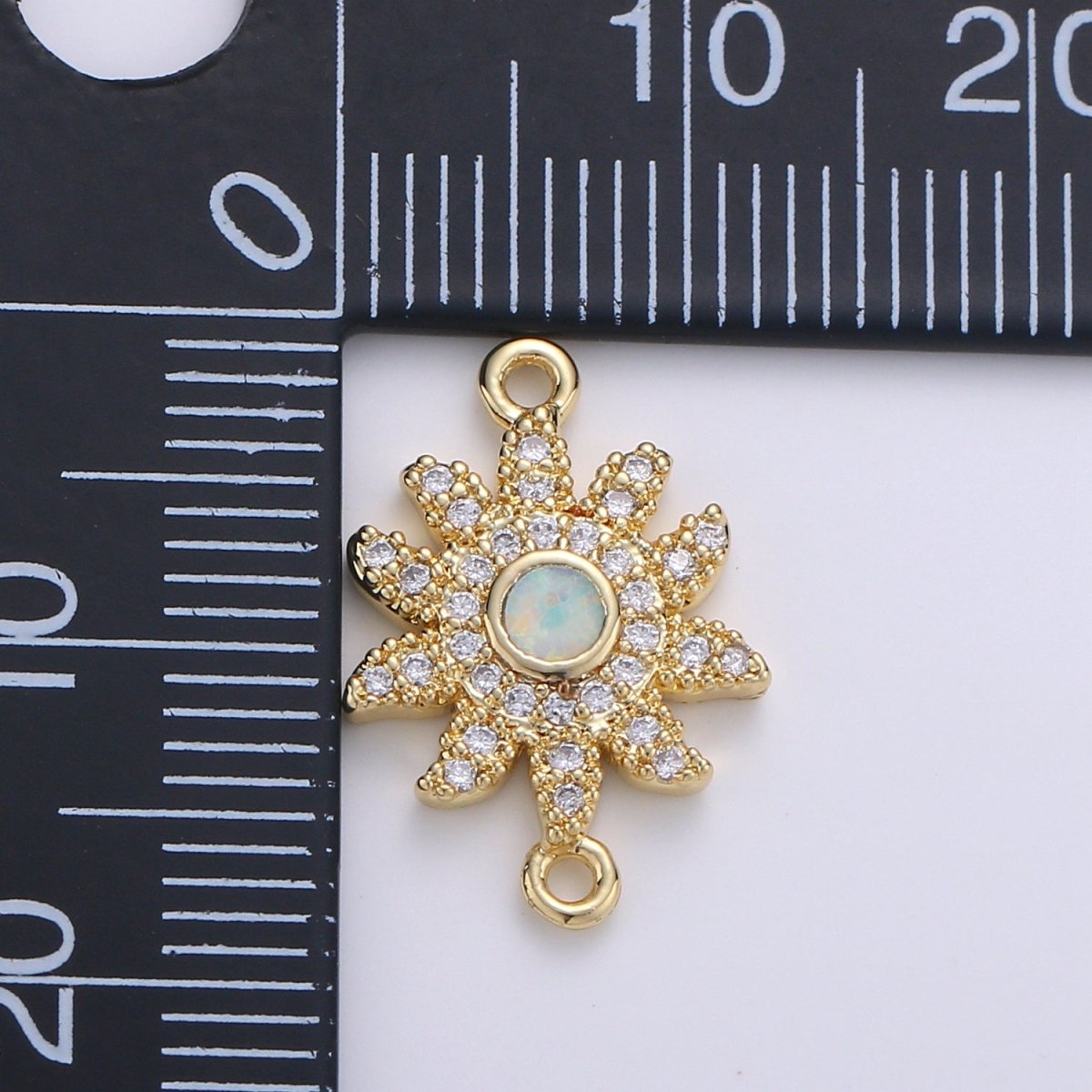 Dainty Opal Bracelet Connector Gold Sun Charm 18k Gold Fill Sunburst Charm Connector for Bracelet Necklace Earring Charm Component F-497