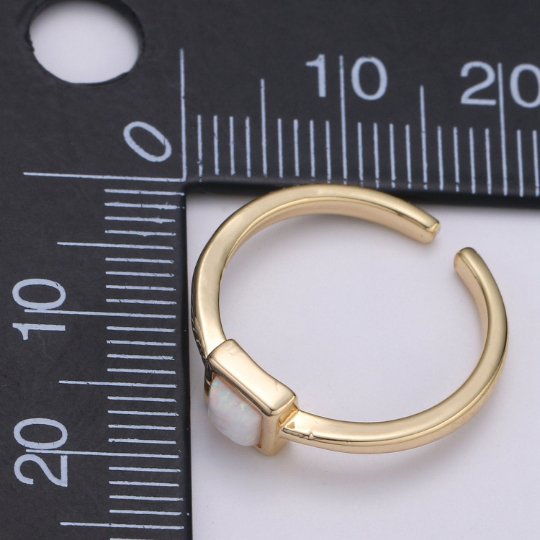 Dainty Opal ring- cocktail gemstone ring - Gold ring - Thin Gold Open ring - Adjustable Gold band ring for Stackable Jewelry R-278