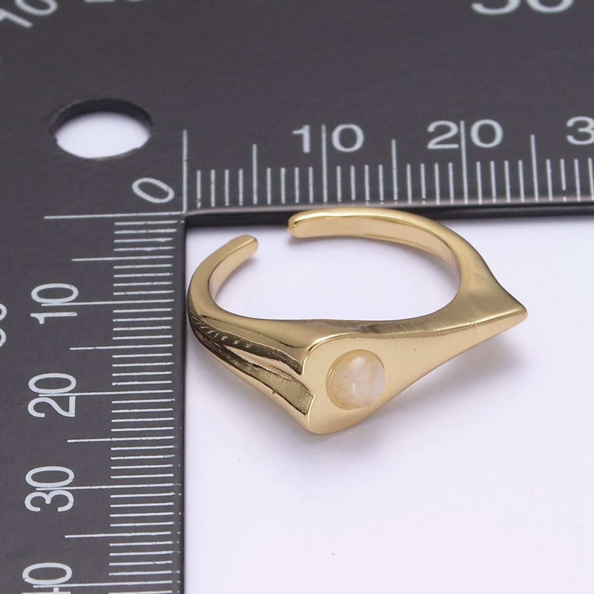 Dainty Opal Signet Long Heart Ring - Adjustable Gold Filled Ring Minimalist Jewelry for Valentine U-226