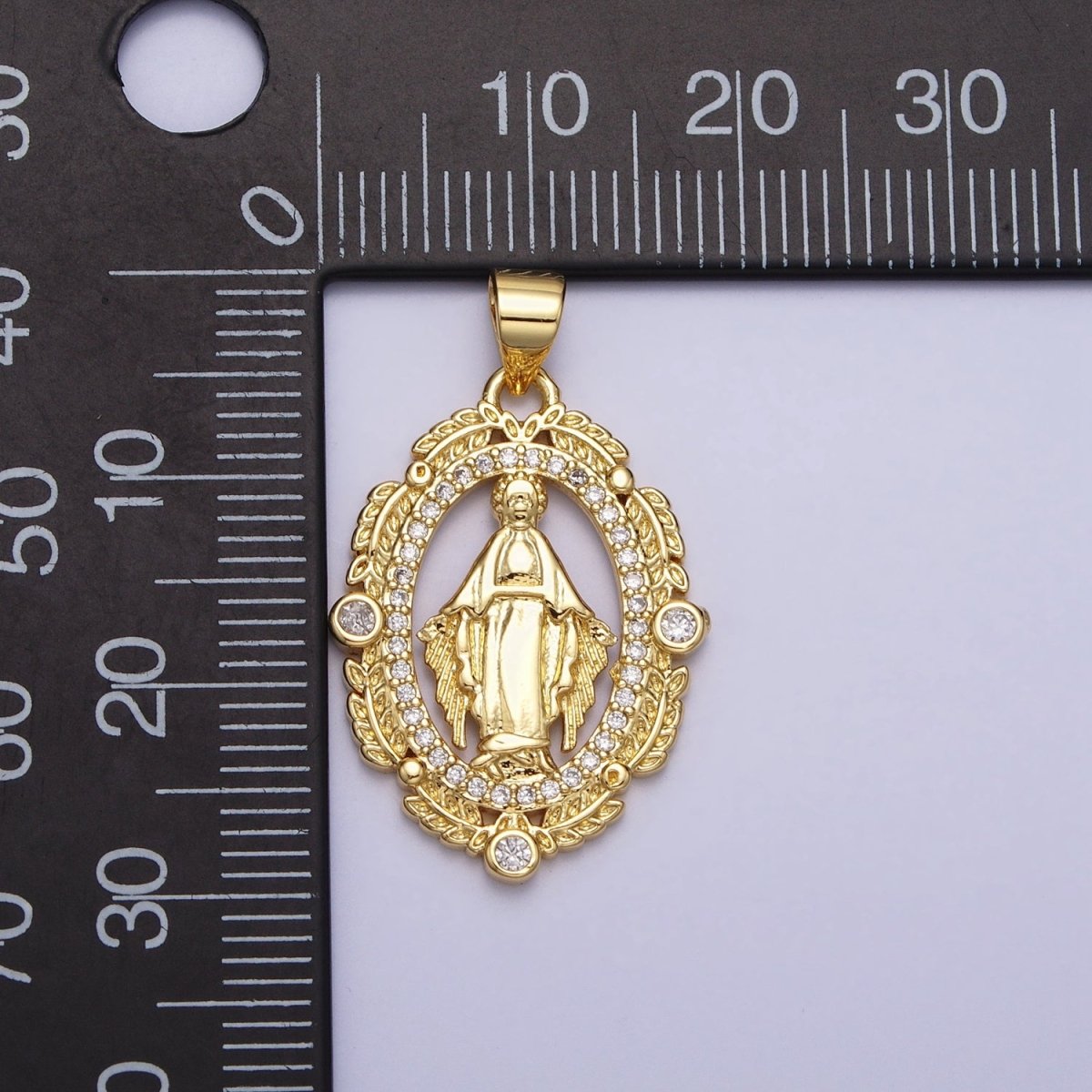 Dainty Oval Miraculous Lady Gold Filled Medallion Pendant for Religious Jewelry AA212