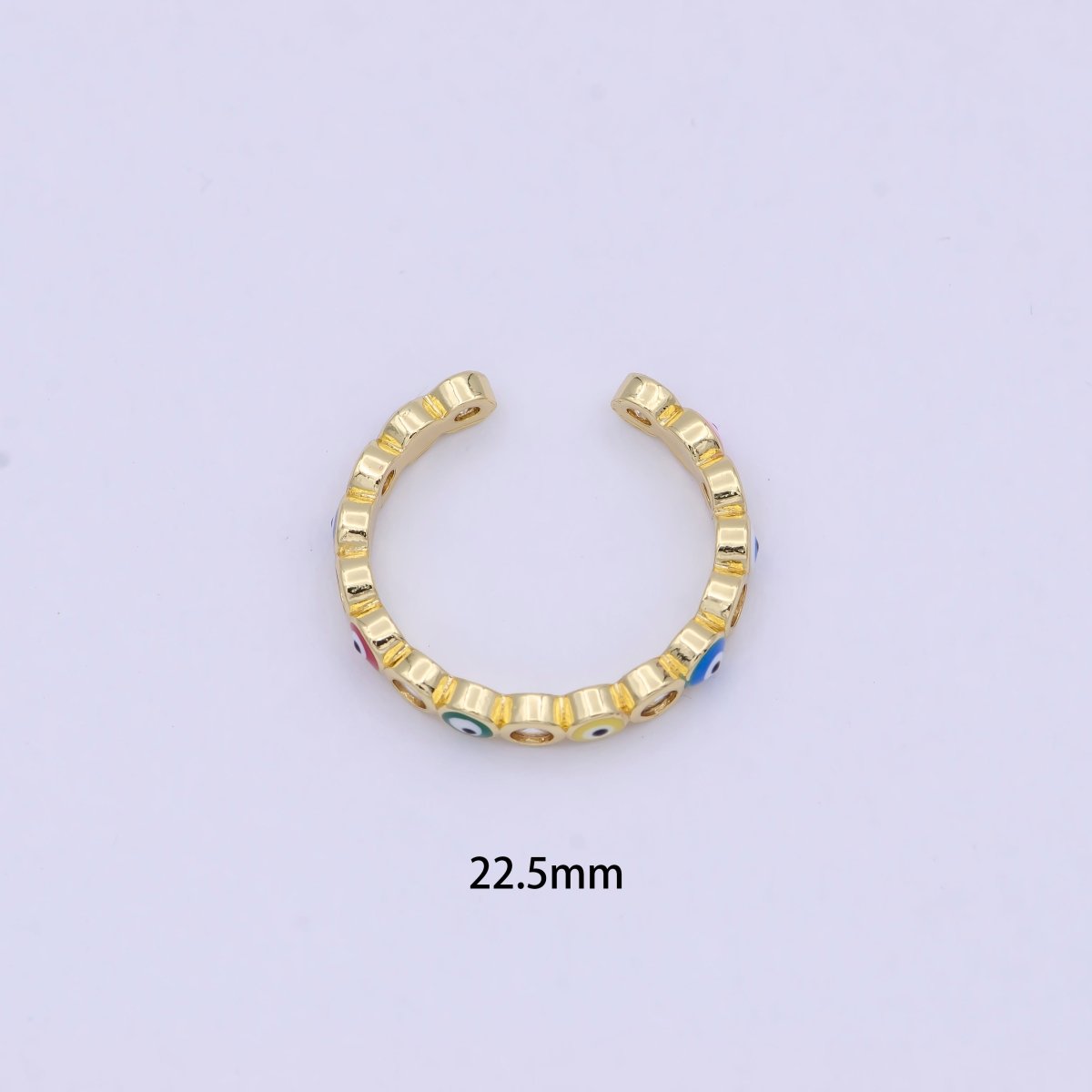 Dainty Red / Blue Gold Filled Evil Eye Ring Open Adjustable Ring S-391