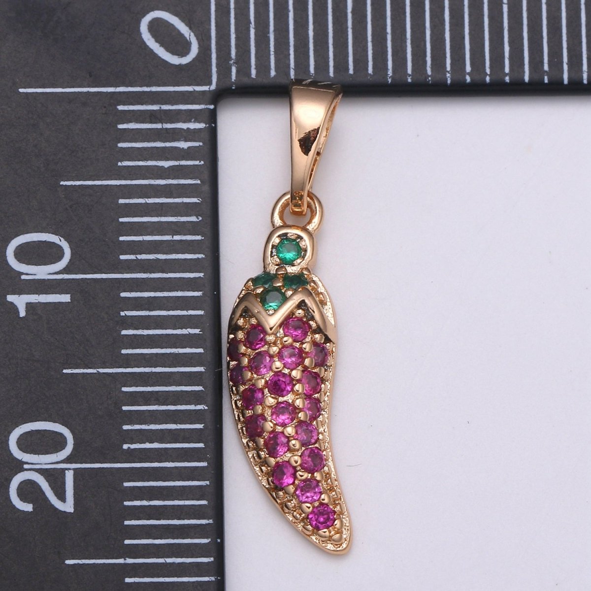 Dainty Rose Gold Filled Chilli Pepper Charms, Micro Pave Chili Charm Food Charm for Bracelet Necklace Earring Mix Charm Supply Component