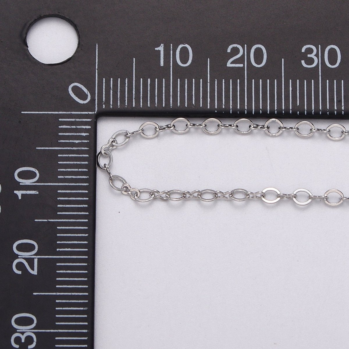 Dainty Silver 2mm Figure 8 Oval Cable Unfinished Dainty Chain, By The yard Wholesale Bulk Jewelry Chain for Making Supply | ROLL-1073 Clearance Pricing