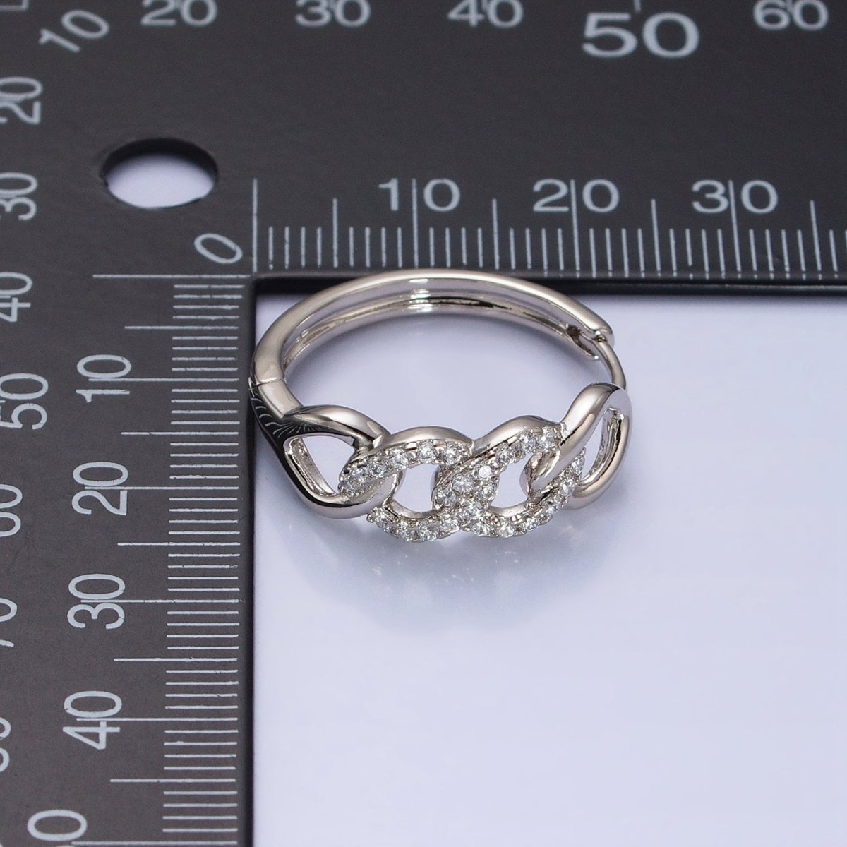 Dainty Silver Chain Link with CZ Micro Pave Stone AB786