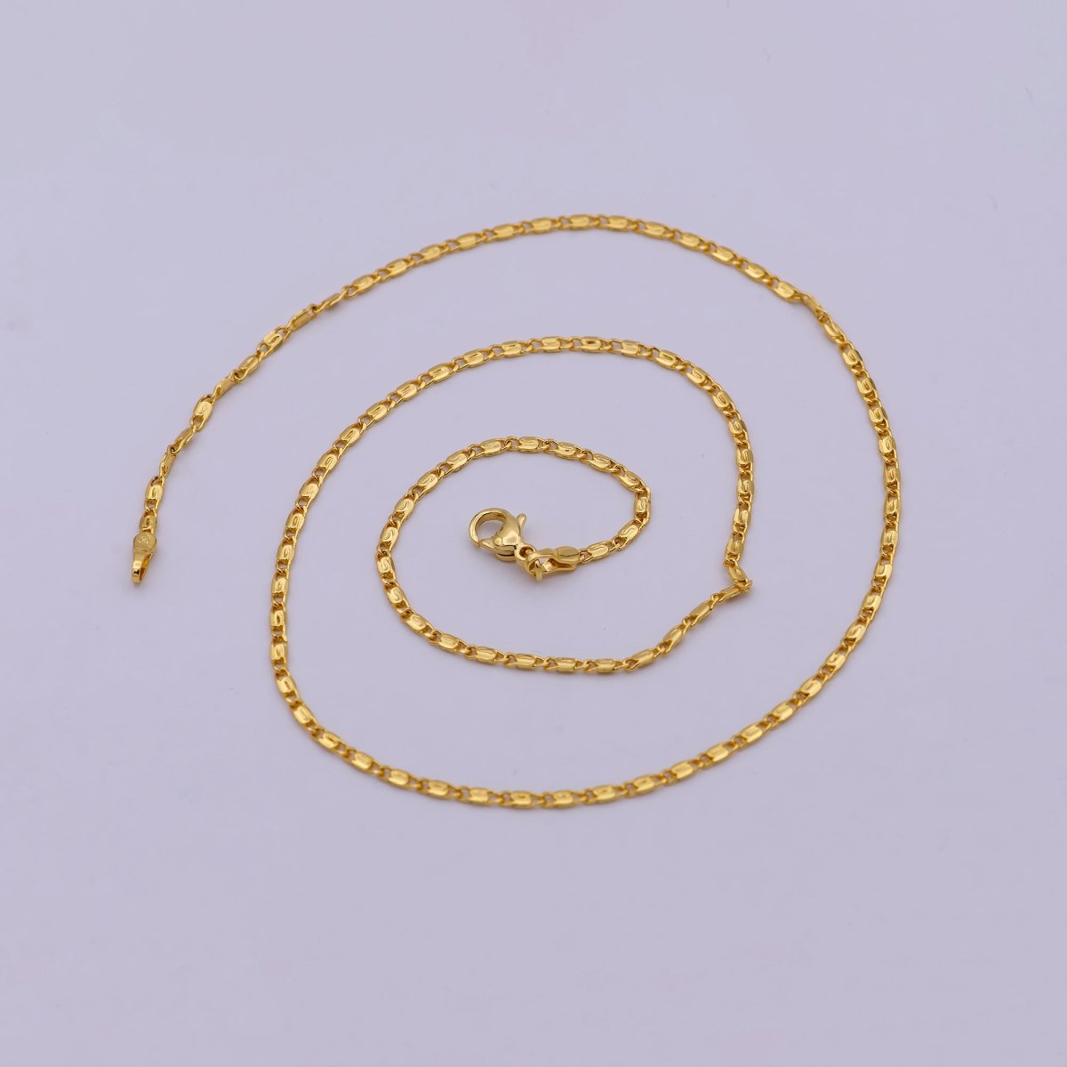 Dainty Snail Chain Necklace, Gold Scroll Chain, S Curb Chain, 24K Gold Filled Necklace 18 inch long | WA-536 Clearance Pricing