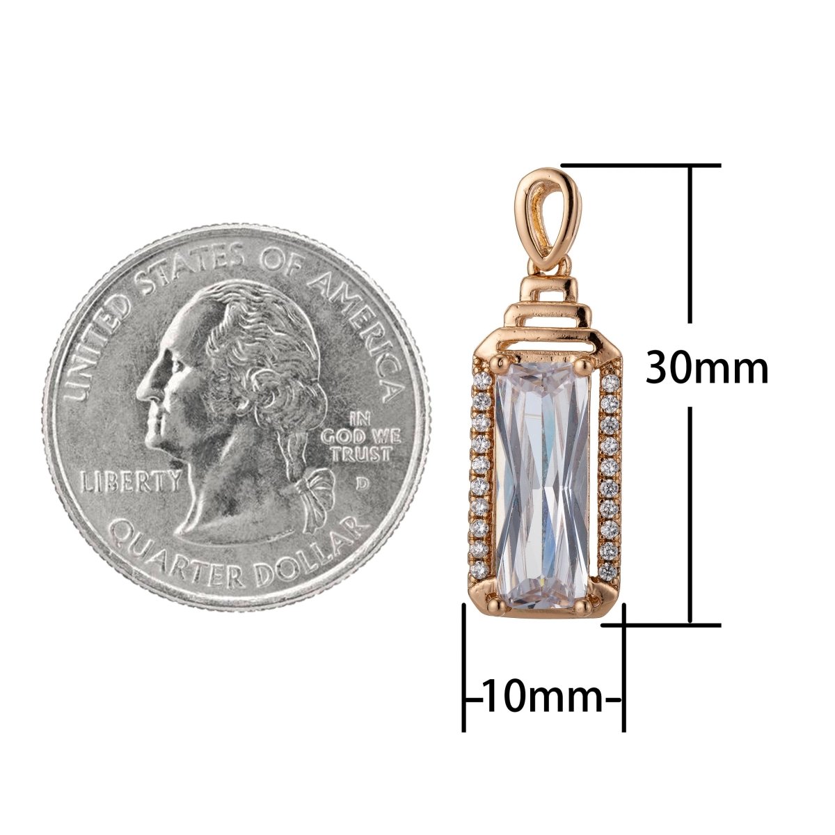 Dainty Square Diamond Geometric pendant in 18K Gold Fill Charm Micro Pave Pendant H-814
