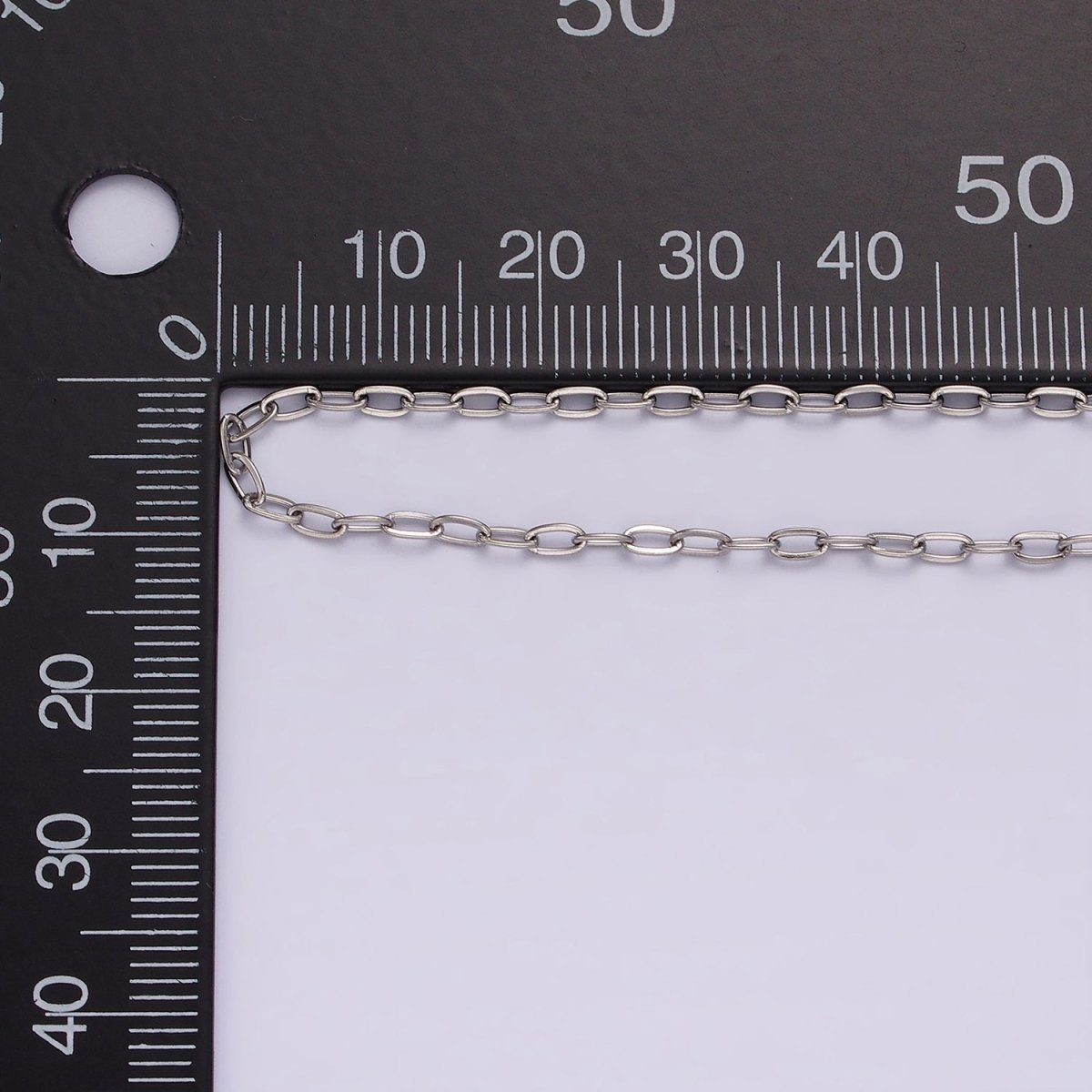 Dainty Stainless Steel 2mm Oval Cable Link Chain 18 Inch Necklace in Silver | WA-2377