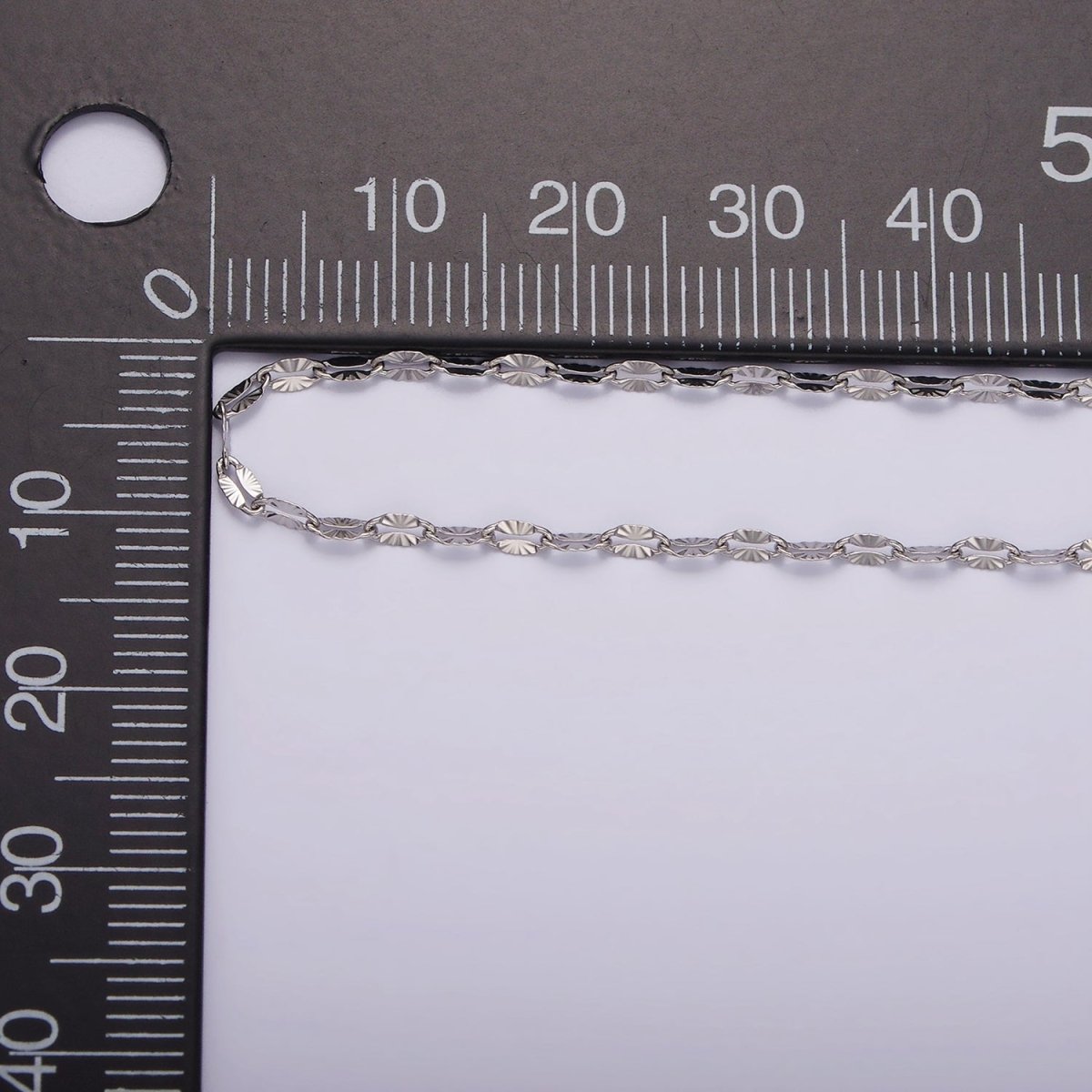 Dainty Stainless Steel Sunburst Diamond Cut Cable Chain Necklace 18 inch in Silver | WA-2404
