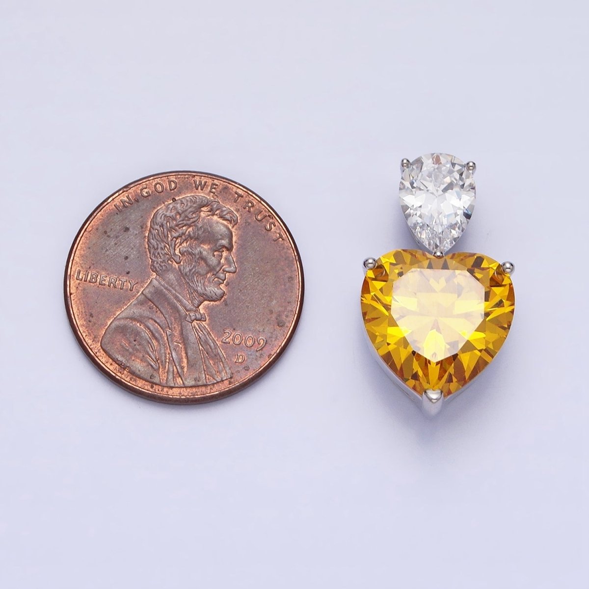 Dainty Yellow Citrine Cubic Zirconia Heart Pendant for Valentine Jewelry AA248