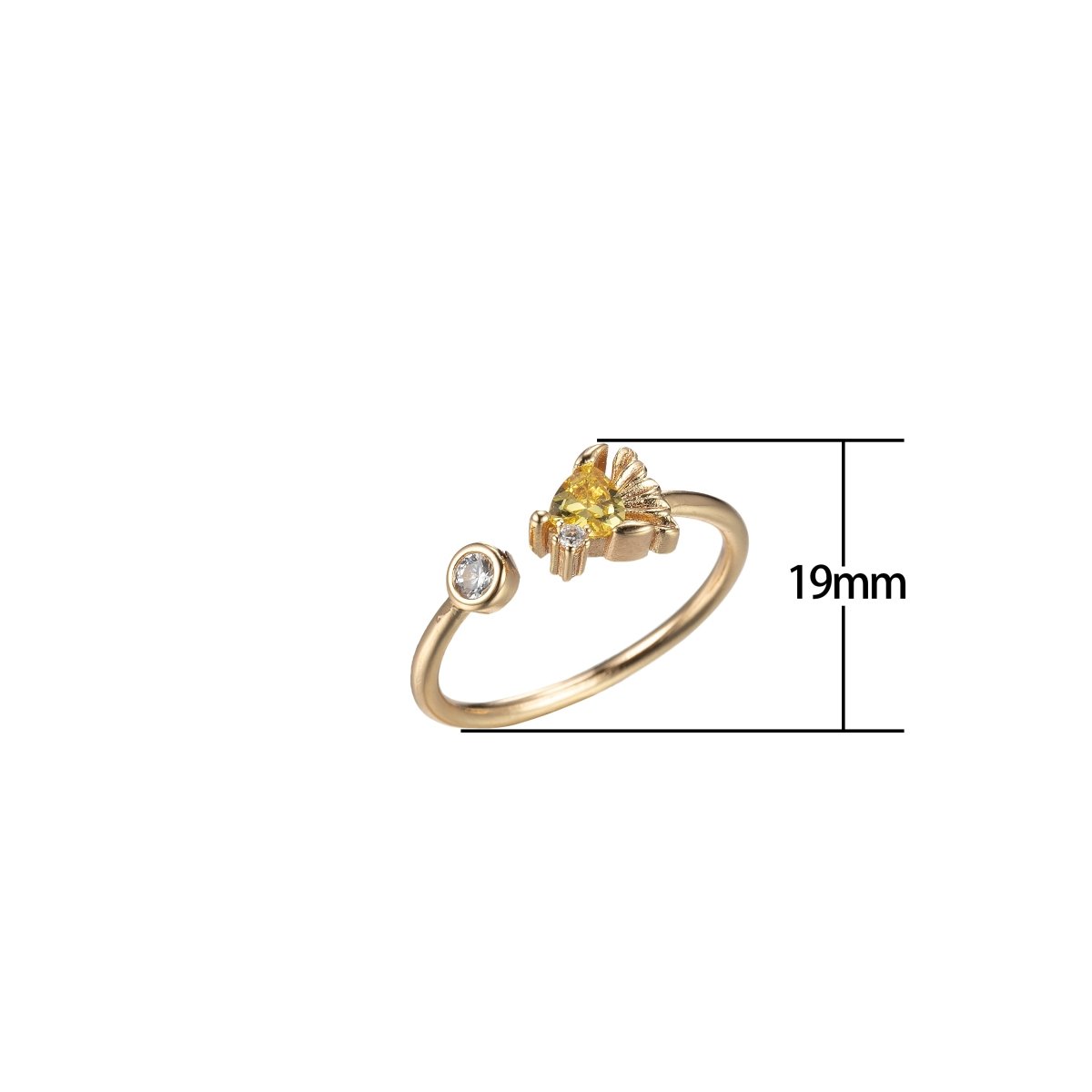 Dainty Yellow Cubic Ring Gold Band Open Adjustable Ring O-989