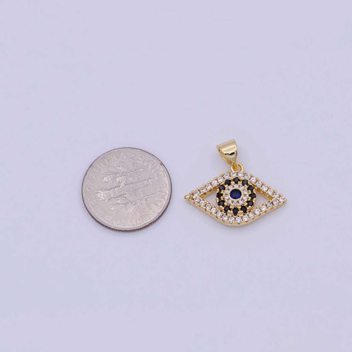 DEL-Dainty Cubic Evil Eye Pendant Clear Micro Pave Eye Charm for Minimalist Jewelry I-180