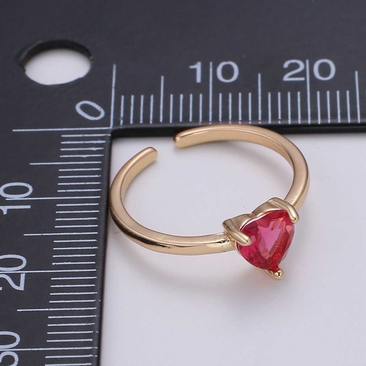 Delicate Pink Heart Ring 18k gold Filled Solitaire Cubic Zirconia promise ring for her Open Adjustable Ring