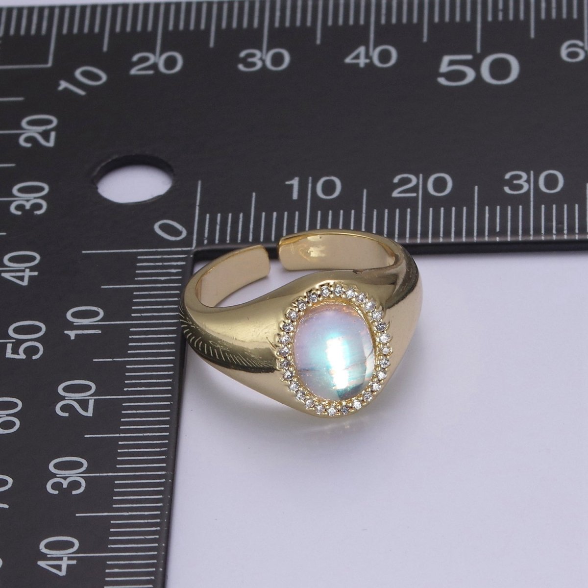 Dome Ring Cat's Eye Stone 14k Gold Filled Adjustable Minimalist Statement Ring Gift S-368