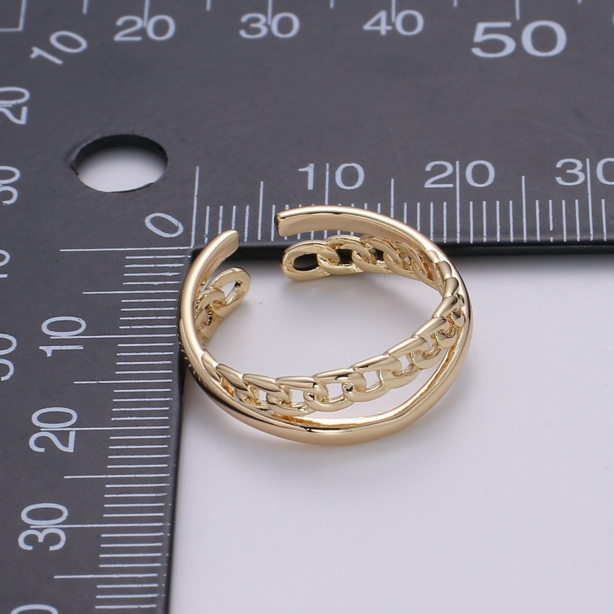 Double Band Cuban Chain Sphere, Statement Ring, Gold Plated Ring, Open Band Ring, Perfect Gift For Her O-338