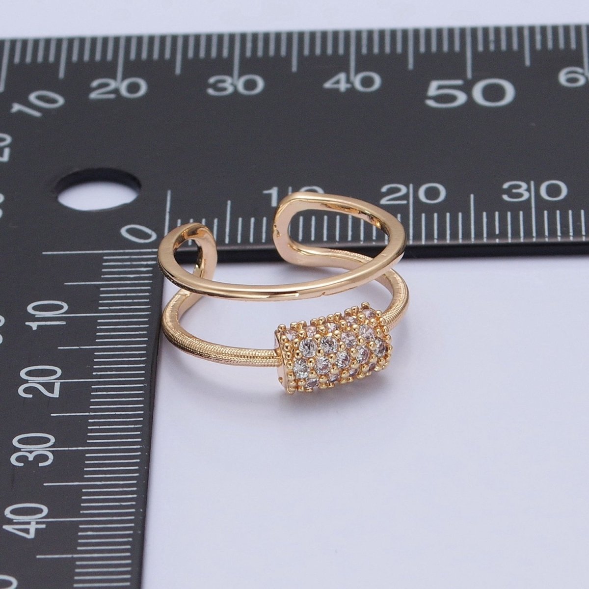 Double Band Ring with Pave Tube For Statement Jewelry Stackable Ring O-733