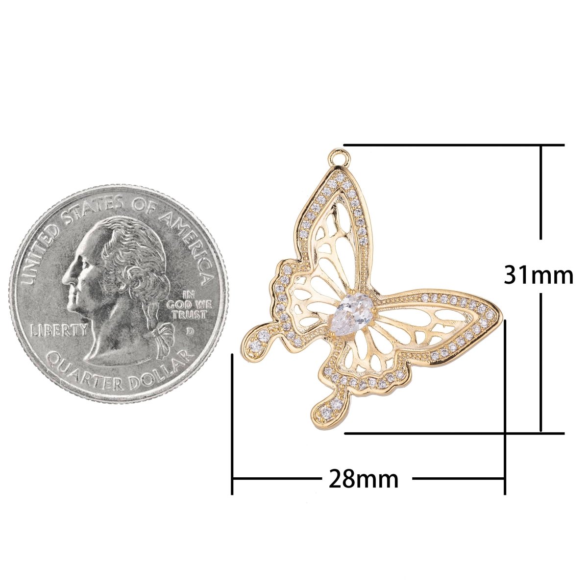 Elegant Butterfly Charm, Micro Pave CZ Charm, Gorgeous Pendant Romance Animal Lover Monarch Butterflies Necklace Charm for Jewelry Making E-414