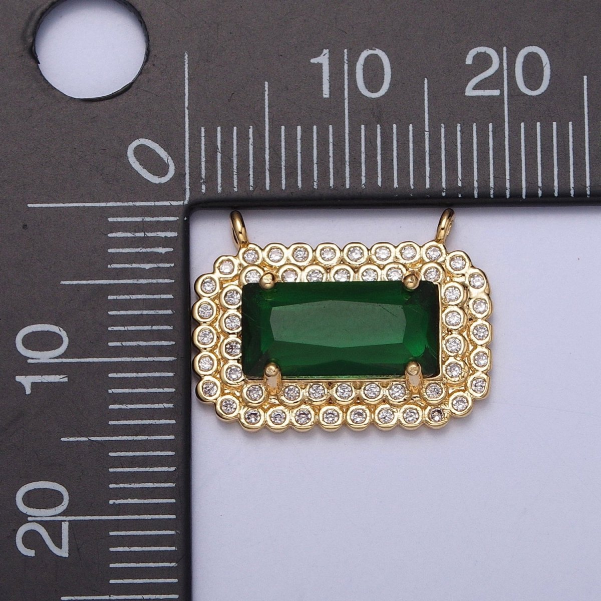 Emerald Green Baguette Connector Supply Component For Jewelry Making G-924