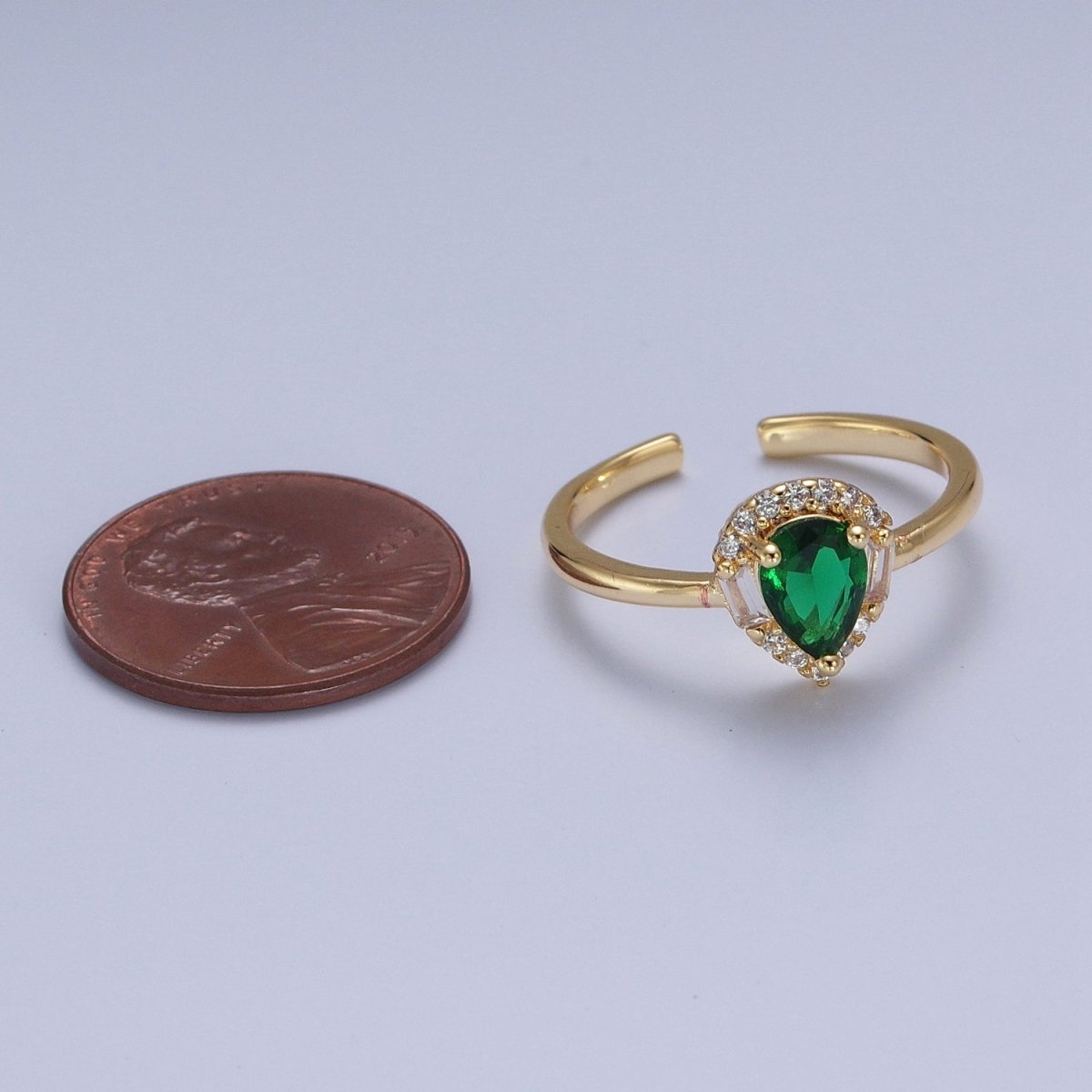 Emerald Green Teardrop CZ Promise Ring O-787