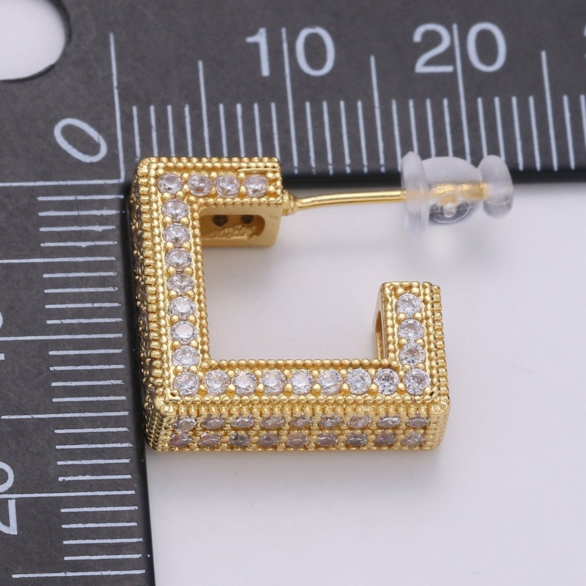 Ethnic Design 24K Gold Plated Pave CZ Stud Earring, Gold filled Micro Pave Earring for DIY Earring Craft Supply Jewelry Making Q-410