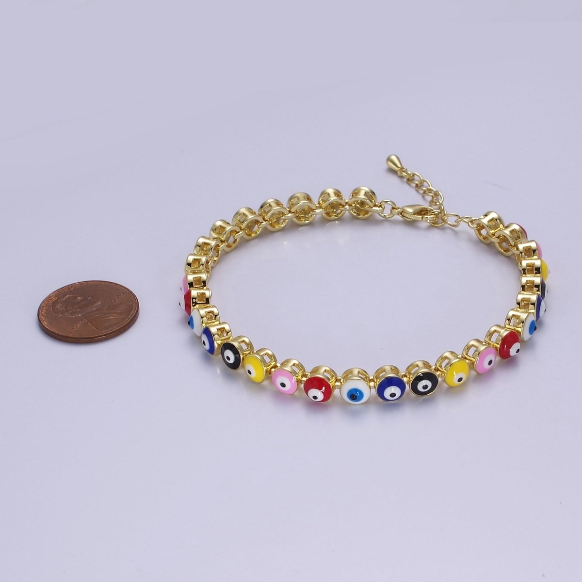 Evil eye bracelet Multi-color Evil Eye Bracelet 24K Gold Filled Amulet Turkish Eye Bracelet Adjustable | WA-888 Clearance Pricing