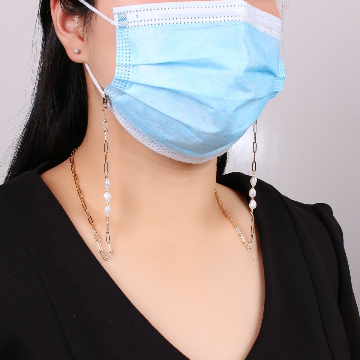 Face Mask Chain Gold Necklace, Face Mask Holder, Chain ONLY, Pearl Face Mask Chain, Paper Clip Face Mask Chain