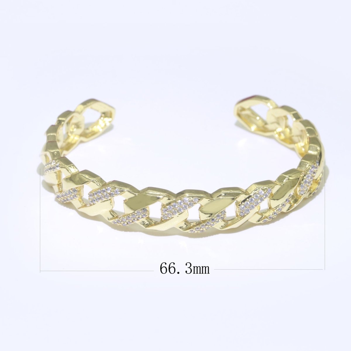 Geometric Curb Icing 24K Gold Filled Cuff Bracelet | WA-066 Clearance Pricing