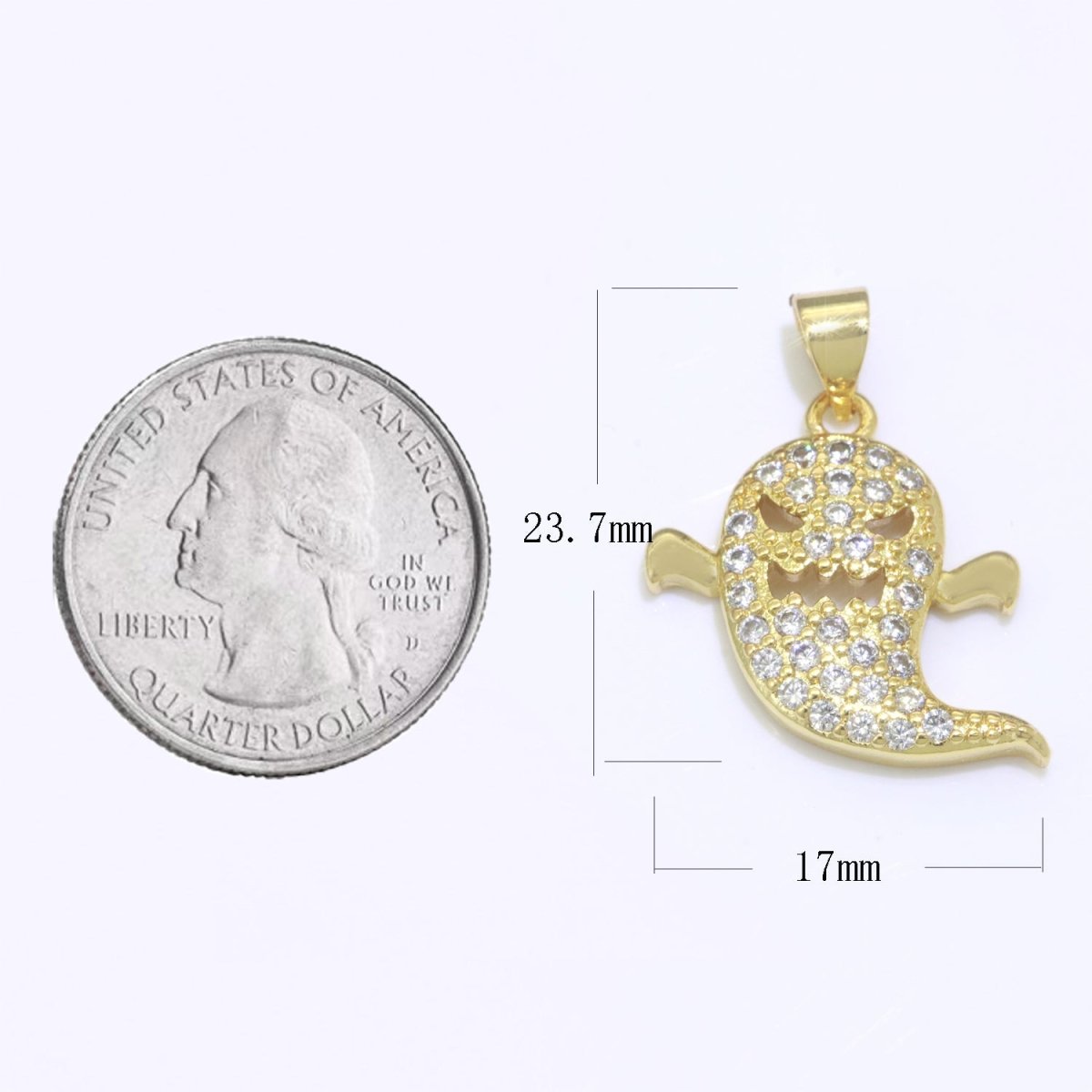 Ghost Charm for Scary Jewelry Designs Halloween Keepsakes Gold Filled for Minimalist Jewelry Earring Bracelet Necklace Supply N-1327