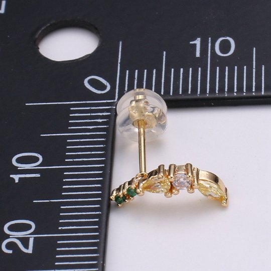 Gold Banana Stud Earring, Crystal Banana Studs, Banana Fruit Earring, Minimalist Earring, Dainty Earrings for Girls, Gift P-019