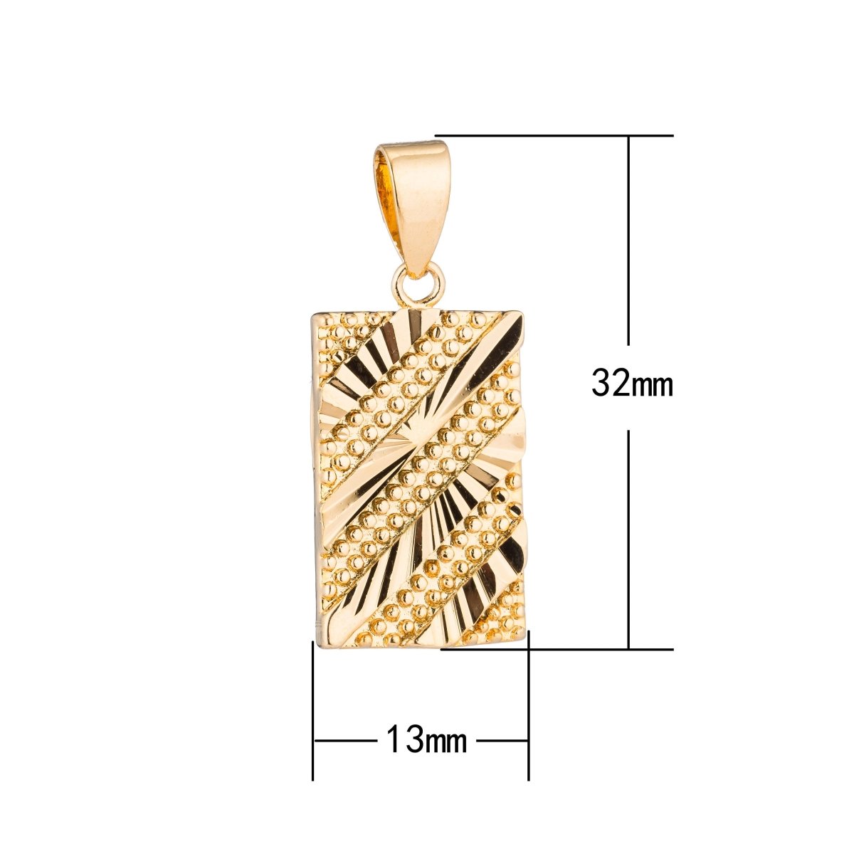 Gold Bar, Golden Frame, Stripped, Textured, Dangle, Women, DIY, Craft Gift Necklace Pendant Charm Bead Bails Findings for Jewelry Making H-206
