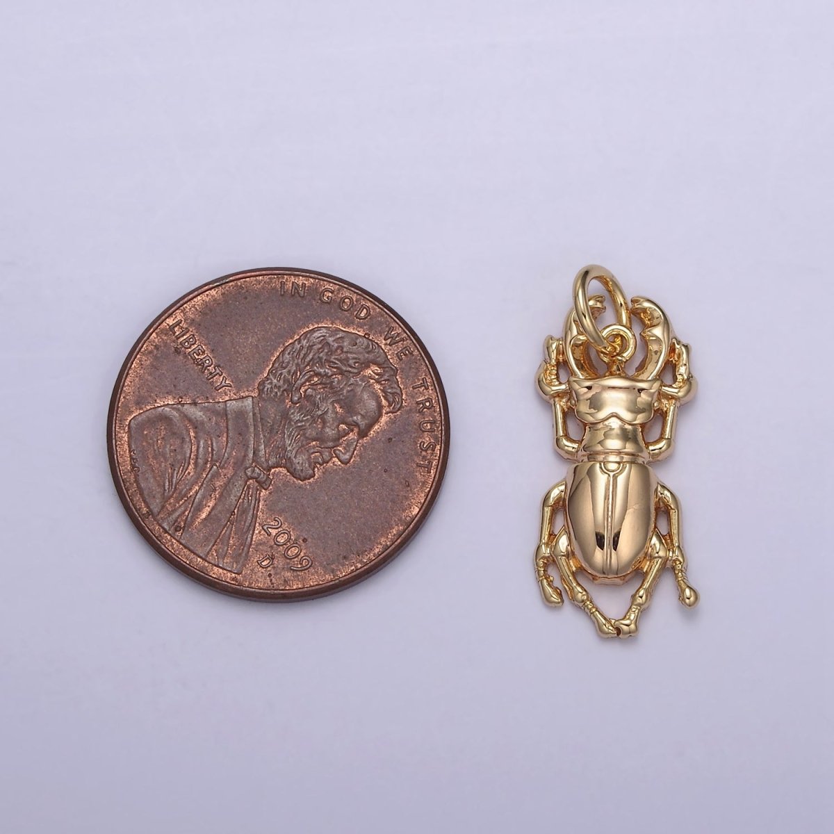 Gold Beetle Charms Animal Insect Pendant N-834