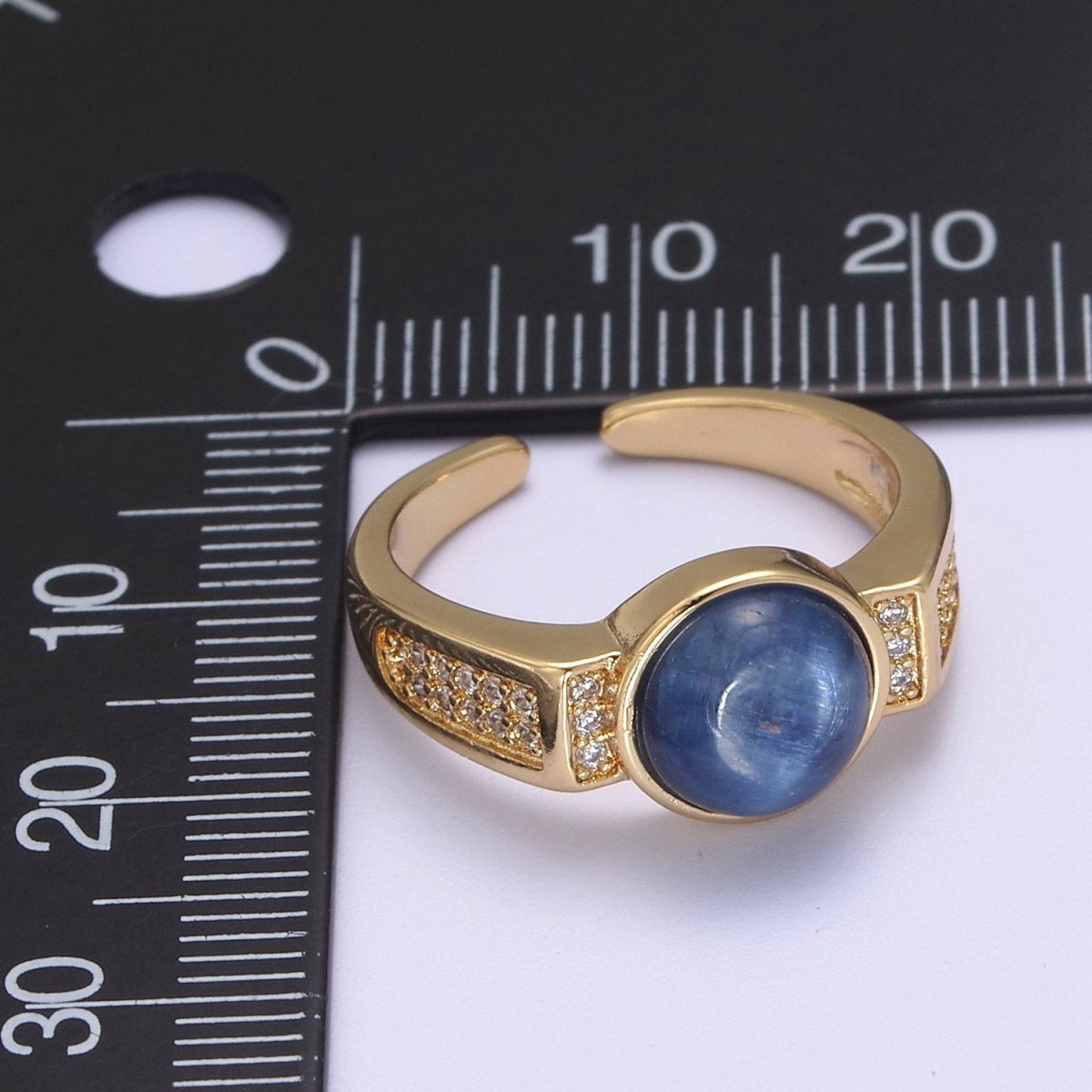 Gold Blue Tiger Eye Rings | Oval Gemstone Signet Ring | Gold Gem Stone Rings | Chunky Gold Statement Ring U-372
