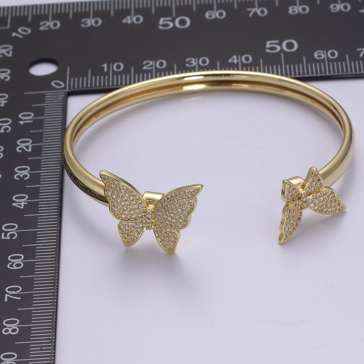 Gold Butterfly Bangle Bracelet Open Bracelet for Stackable Jewelry | WA-857 Clearance Pricing